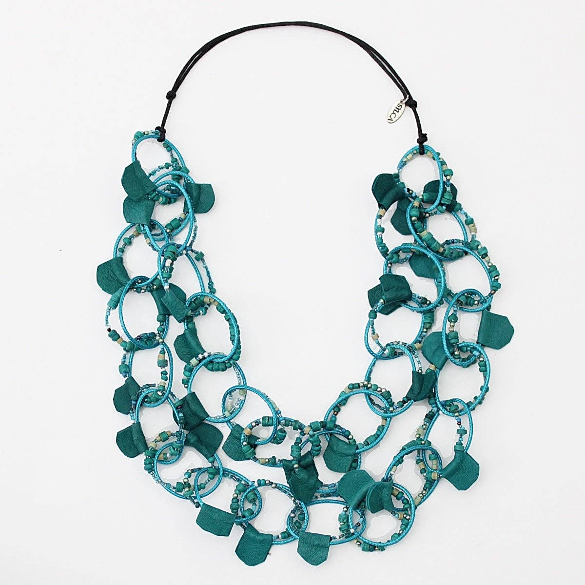 Leather Double Strand Gemma Necklace in Turquoise