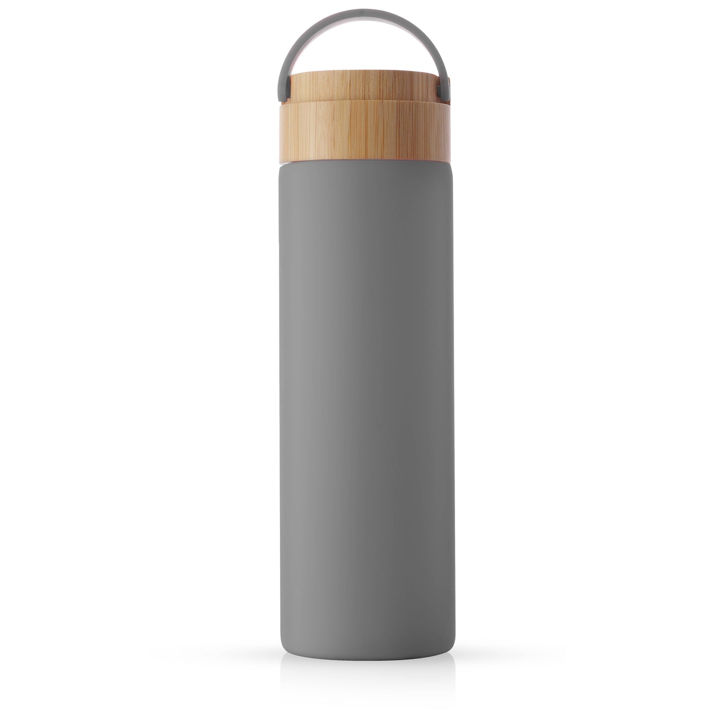 Glass Water Bottle With Bamboo Lid - Grey