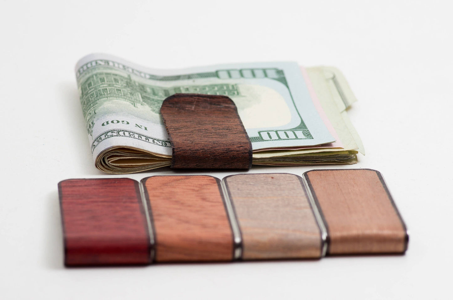 Wood Wallet : Wood Money Clip, Customized, Minimal Gift: Brown Mahogany