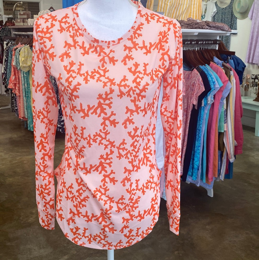 Hiho - Exuma UPF 50 Top - Coral Print